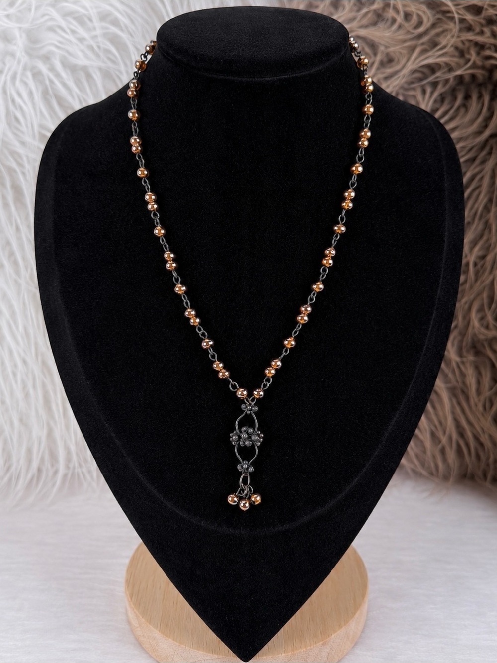 Vintage Brown and Amber tones dangle necklace